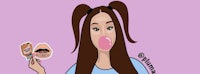 a cartoon of a girl with her mouth open