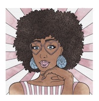 an illustration of a woman with an afro and earrings